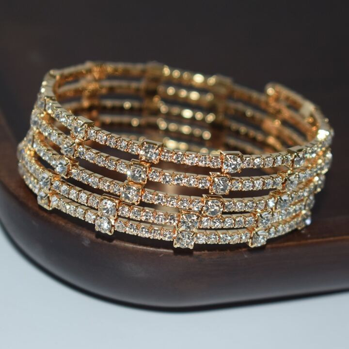 Multi-layer Fashionable Rhinestone Wrapped Open Cuff Handmade Bracelet For Women | SHEIN