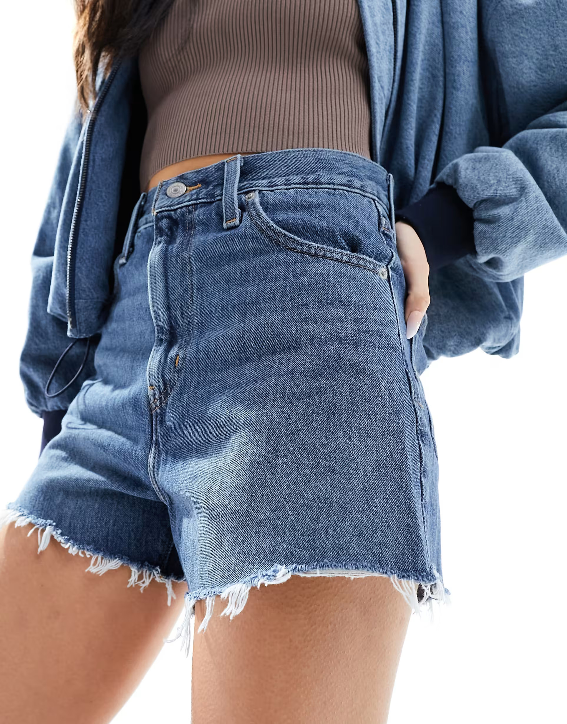 Levi's high waisted mom denim shorts in blue | ASOS | ASOS (Global)