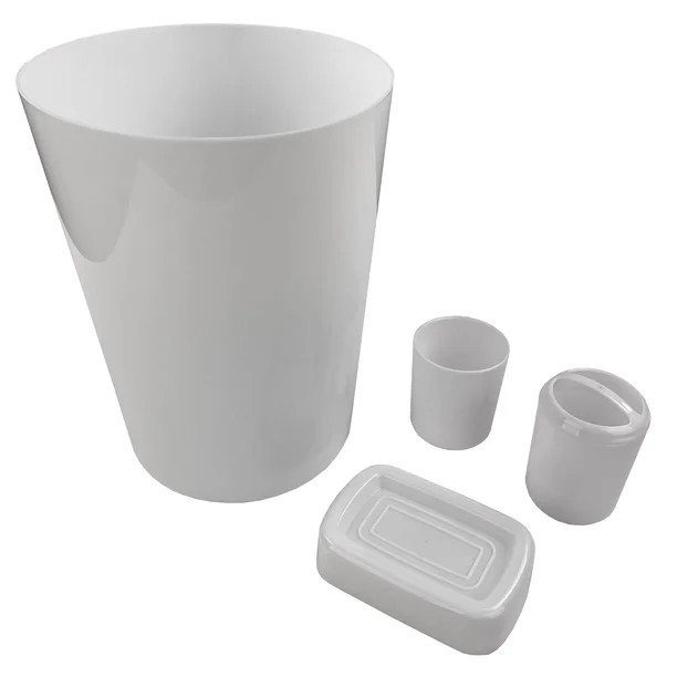 Mainstays Plastic 4 Piece Bath Accessory Set, White, Walmart Exclusive | Walmart (US)