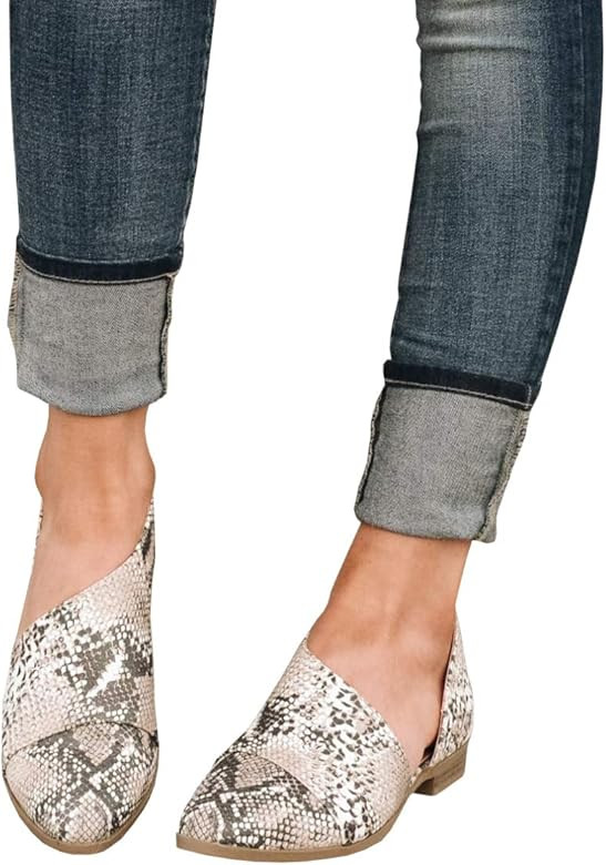 Womens Casual Slip-On Loafer Pointed Toe Cut Out Slip on Office Casual Dressy Ankle Boot | Amazon (US)