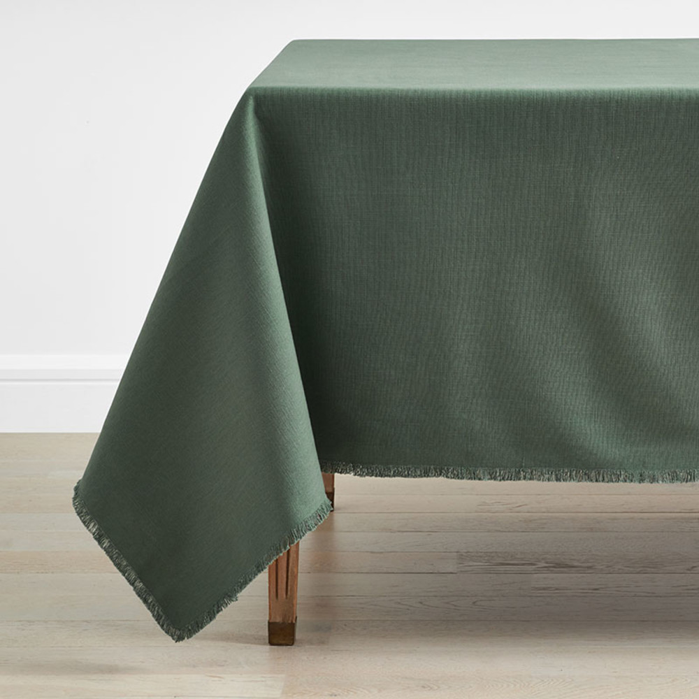 Solid Fringe Tablecloth - Moss Green, 70 in. x 120 in. | The Company Store