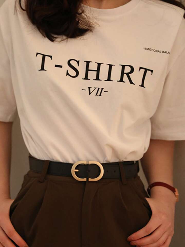 1pc C-Symmetry Oval Buckle Belt | SHEIN