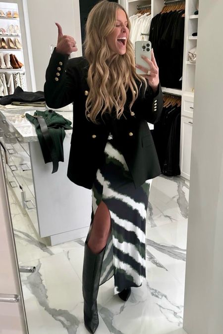 Such an easy look to transition from work to dinner to cocktails! This maxi dress is a stretch spandex…could be worn in the fall and winter with boots and a blazer, then pair with heels or sandals in the warmer months! Blazer is old Zara but linked some other options! // sizing: dress/US4

#LTKstyletip #LTKworkwear #LTKfindsunder100