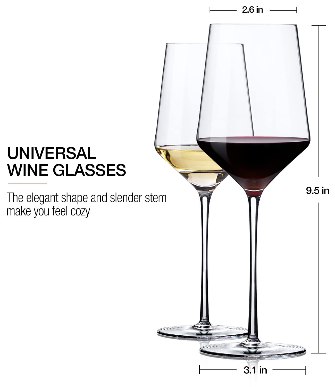 OJA White Wine Glasses Set of 4- Modern Crystal Hand Blown Wine Glass-15 oz,Thin Rim,Long Stem,Perfect for Red or White,Daily Use,Unique Wedding Anniversary or Birthday Gift | Amazon (US)