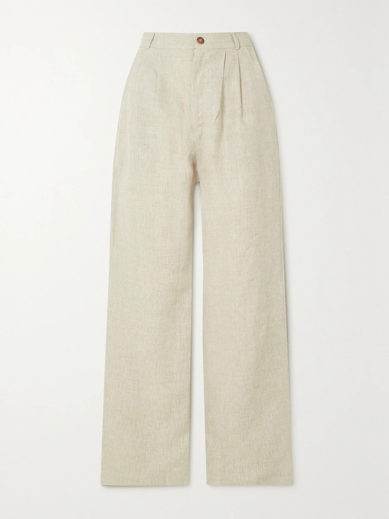 Reformation - + Net Sustain Mason Pleated Linen Straight-leg Pants - Beige | NET-A-PORTER (UK & EU)