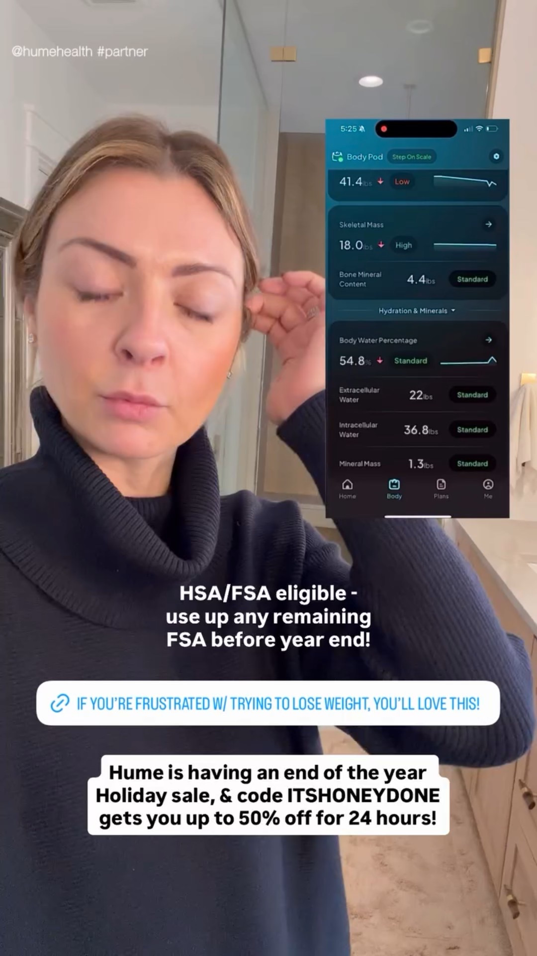 @humehealth  HSA/FSA eligible - use up any remaining FSA before year end! Hume is having an end of the year Holiday sale, & code ITSHONEYDONE gets you up to 50% off for 24 hours! @humehealth