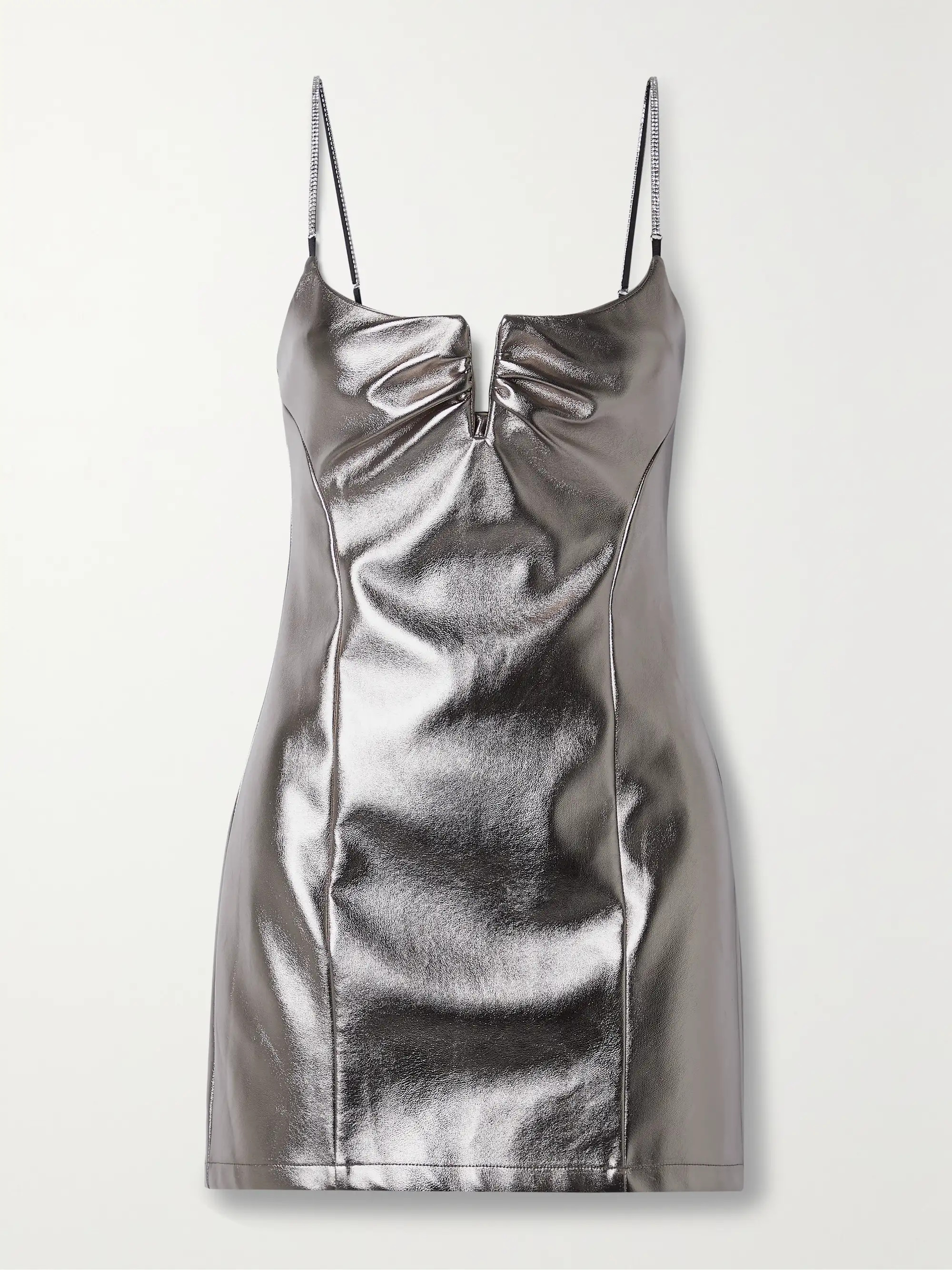 Cruz crystal-embellished metallic faux leather mini dress | NET-A-PORTER (US)
