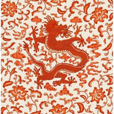 Brewster Persimmon Chi'en Dragon Scalamandre Self Adhesive Wallpaper | Target