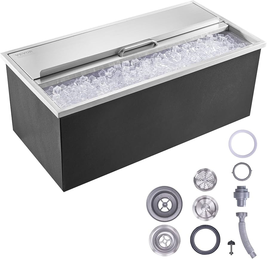 VEVOR Drop in Ice Chest, 36"L x 18"W x 14"H Stainless Steel Ice Cooler, Commercial Ice Bin with S... | Amazon (US)