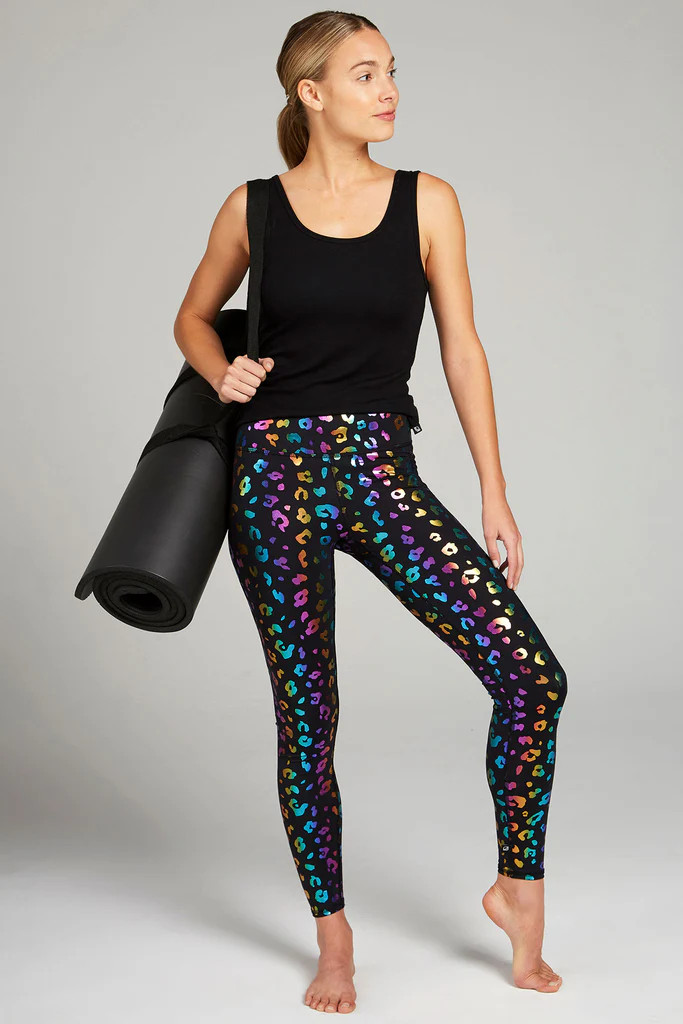 Rainbow Cheetah Foil Tall Band Leggings | Terez