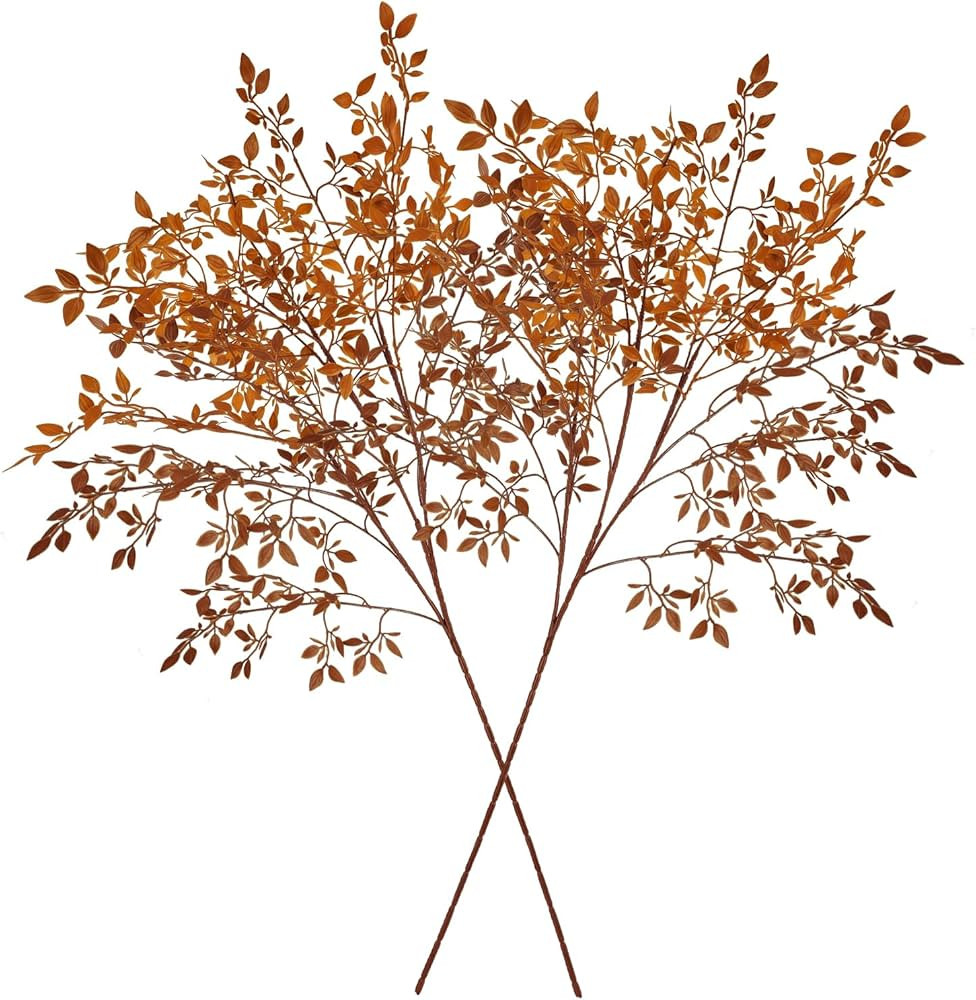 2Pcs 43.3in Artificial Fall Branches, Fake Ficus Twig Plants with Leaves for Thanksgiving Autumn ... | Amazon (US)