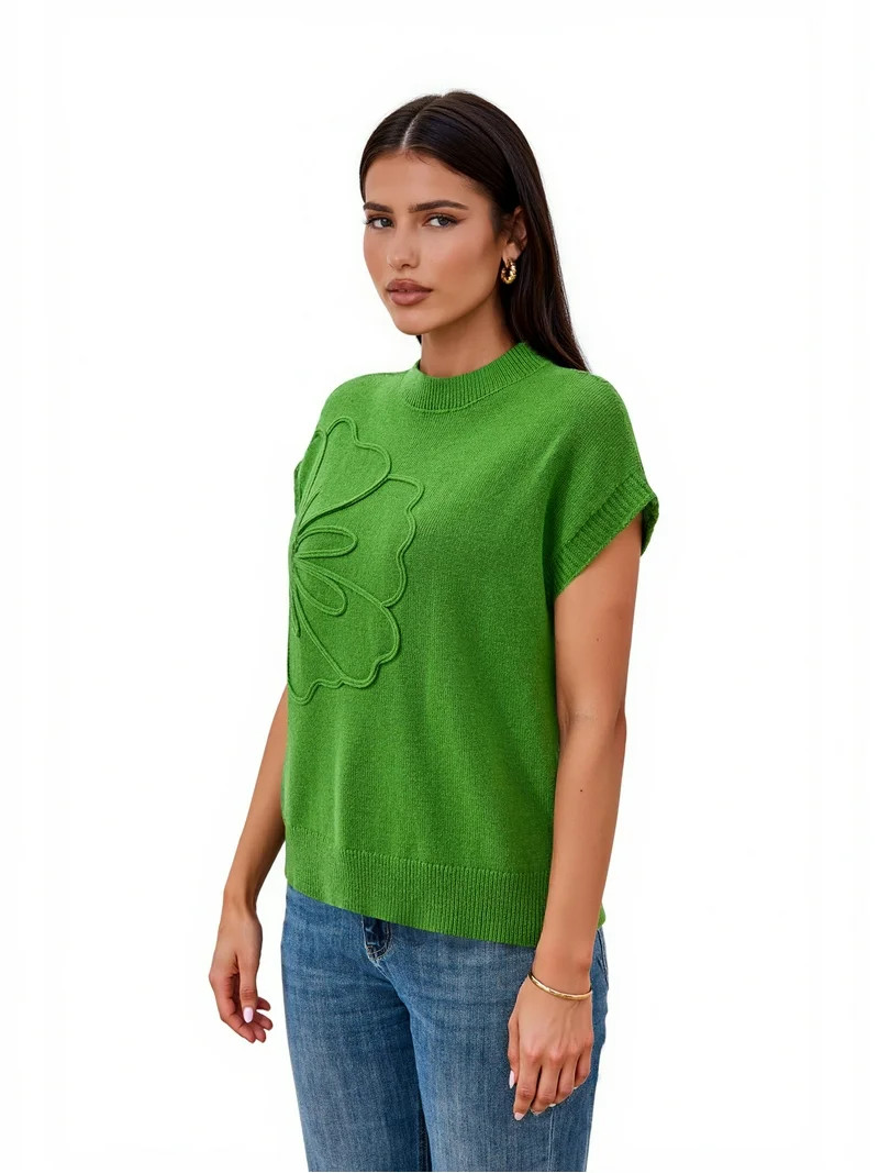PRETTY GARDEN Women's Flower Mockneck Sweater, Sizes S-XXL | Walmart (US)