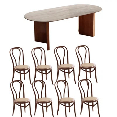 Retro Cream Rock Board Oval Wood Dining Table | Wayfair North America