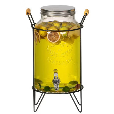 Basicwise 1.6-Gallon Glass Drink Dispenser with Stainless Steel Spigot, Lemonade Stand, Beverage Dispenser for Parties, and  Weddings | Target
