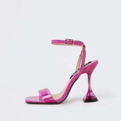 Pink perspex heeled mules | River Island (UK & IE)