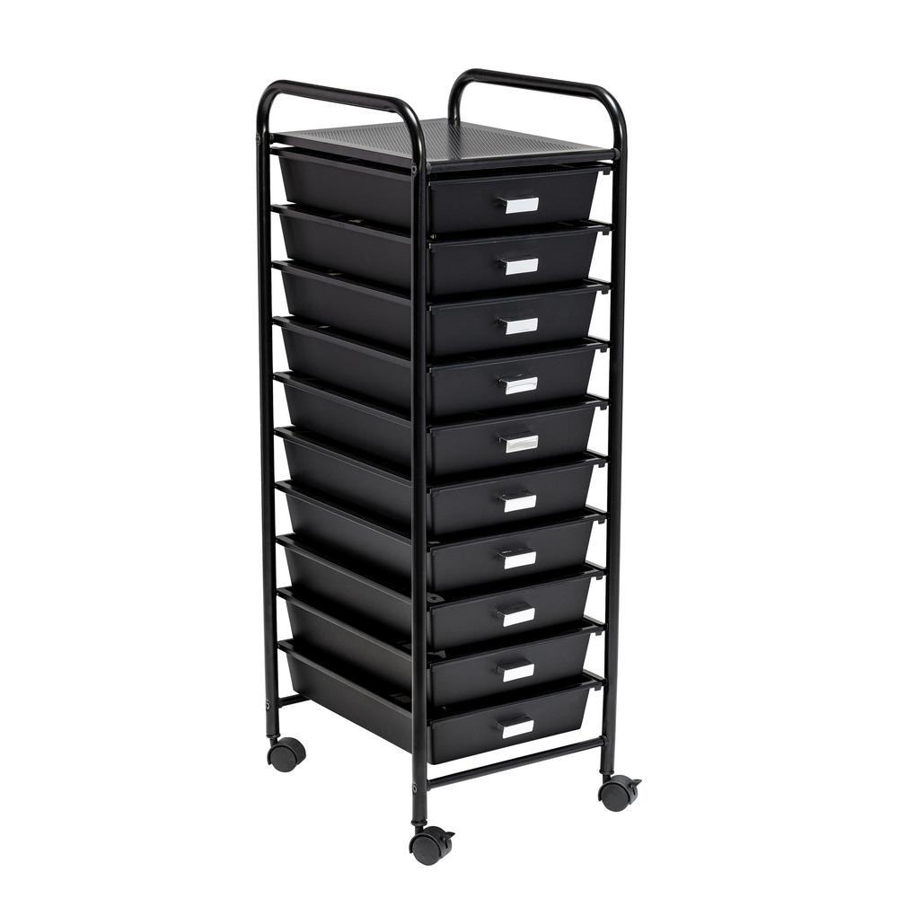 Honey-Can-Do Steel and Plastic Rolling 10-Drawer Cart in Black | The Home Depot