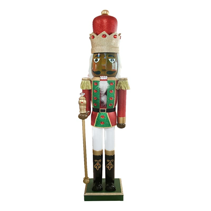 Red & Green Solider with Staff Nutcracker, 6" | At Home