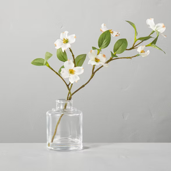 Faux Dogwood Flower Stem Glass Arrangement - Hearth & Hand™ with Magnolia | Target