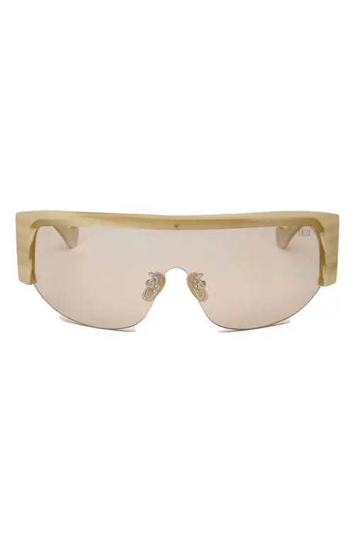 DEZI Thique 125mm Oversize Rimless Shield Sunglasses in Ivory /Flash Beige at Nordstrom | Nordstrom