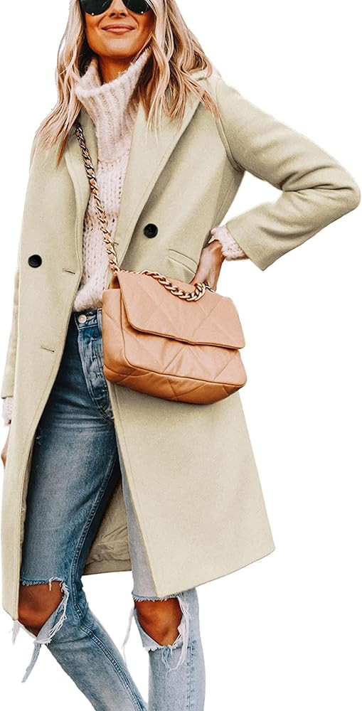 Yidarer Women's Winter Wool Mid-Long Coat Notch Lapel Single-Breasted Trench Coat Outwear | Amazon (US)
