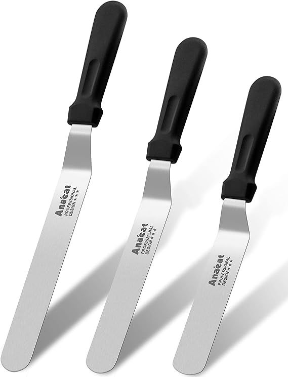 Anaeat Icing Spatulas, Set of 3 Professional Cake Angled Offset Spatula with 6", 8", 10" Stainles... | Amazon (US)