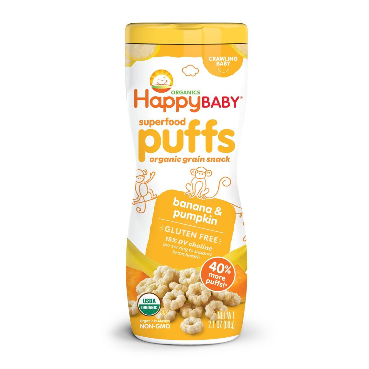 HappyBaby Banana & Pumpkin Superfood Baby Puffs - 2.1oz | Target