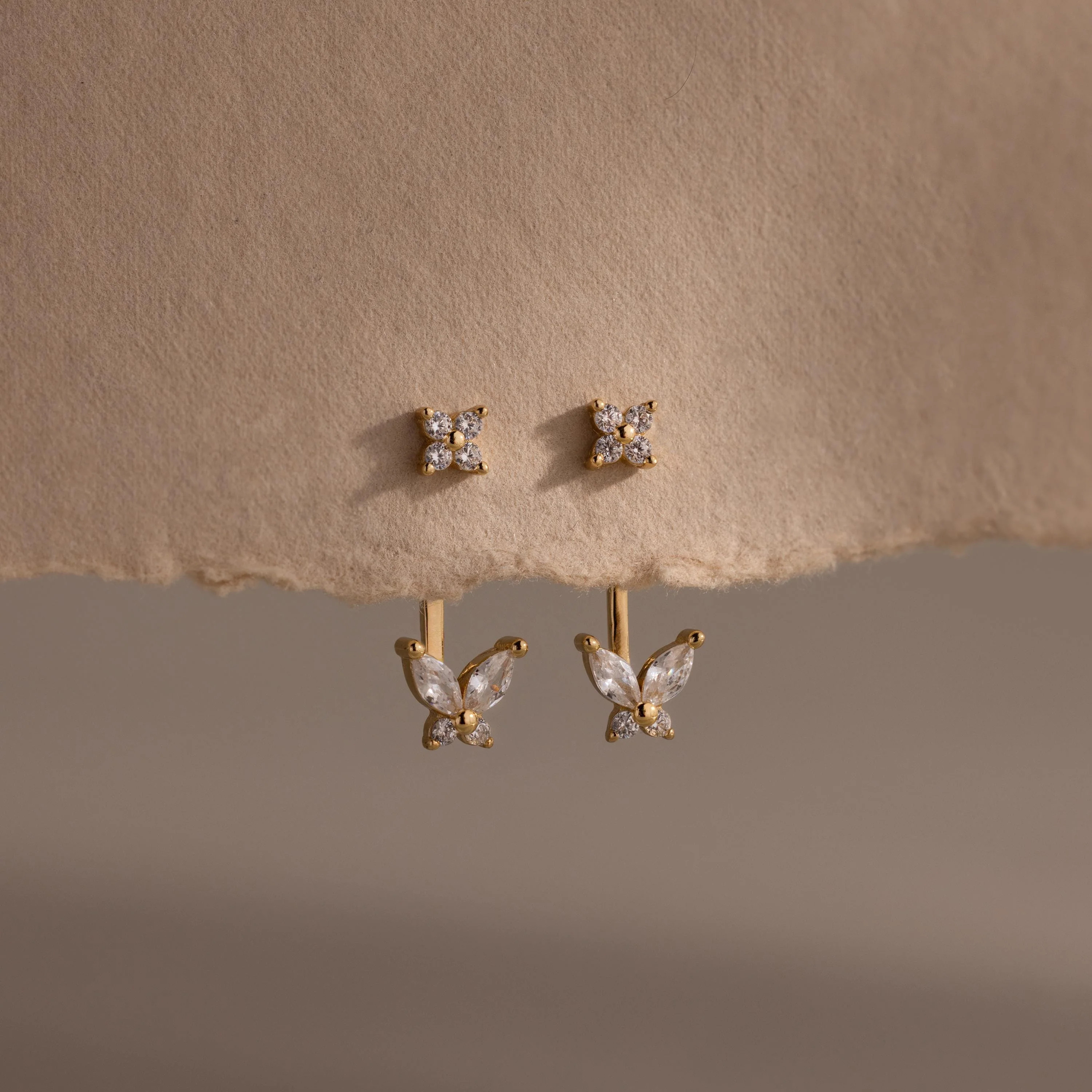 Diamond Butterfly Ear Jacket Earrings in 18K Gold | Caitlyn Minimalist | Caitlyn Minimalist