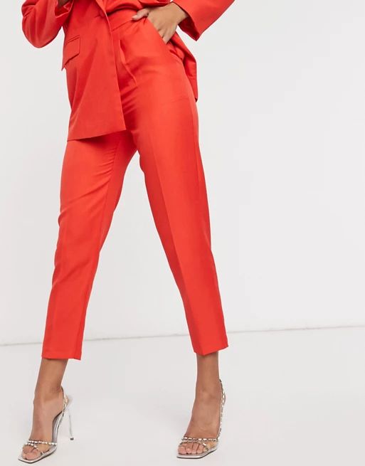 ASOS DESIGN shrunken dad suit slim pants in red | ASOS (Global)