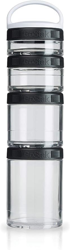 BlenderBottle GoStak Twist n' Lock Storage Jars, 4-Piece Starter Pak, Black | Amazon (US)