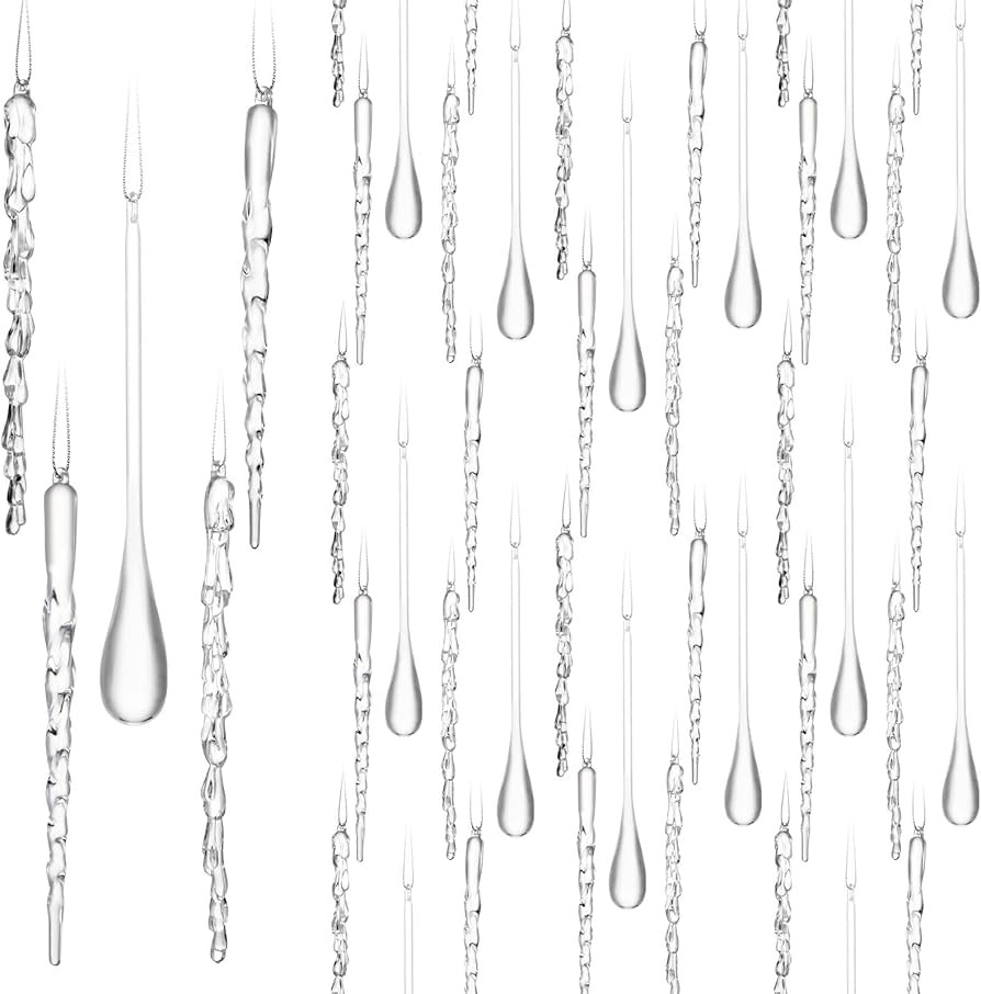 Syhood 100 Pcs Crystal Christmas Ornaments Hanging Christmas Tree Decorations Clear Acrylic Icicl... | Amazon (US)
