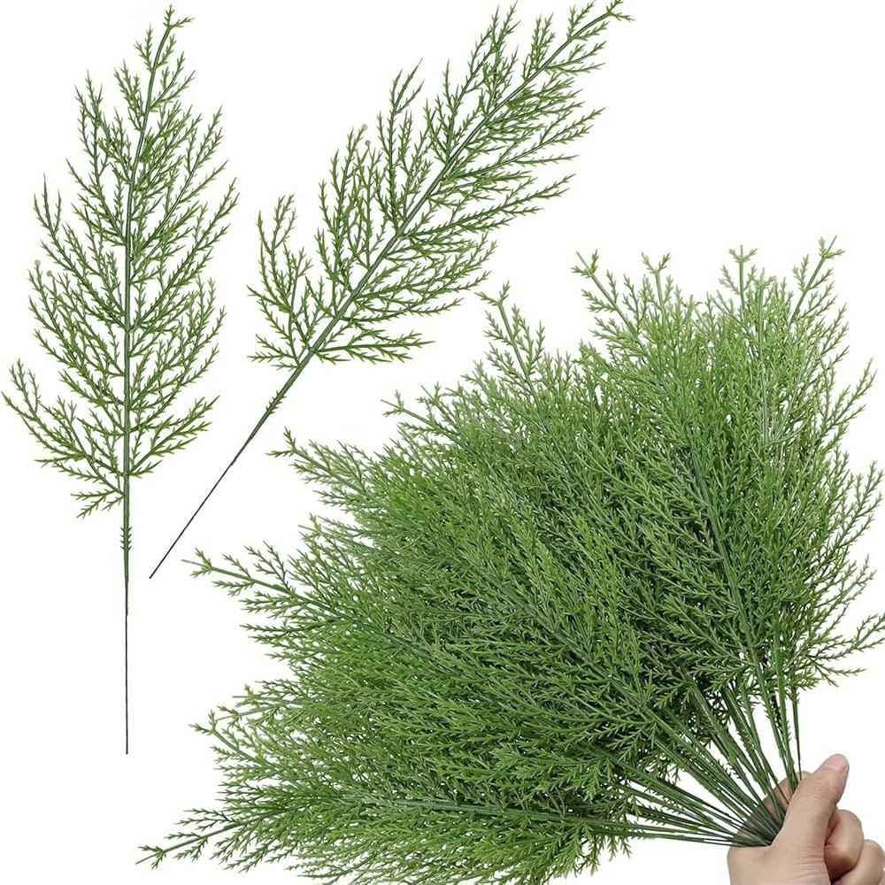 40 Pcs Artificial Pine Branches, Christmas Greenery Stems Faux Cedar Stems, Pine Sprigs Christmas Tree Picks, Fake Pine Stems for DIY Christmas Wreath Garland Home Decorations | Amazon (US)