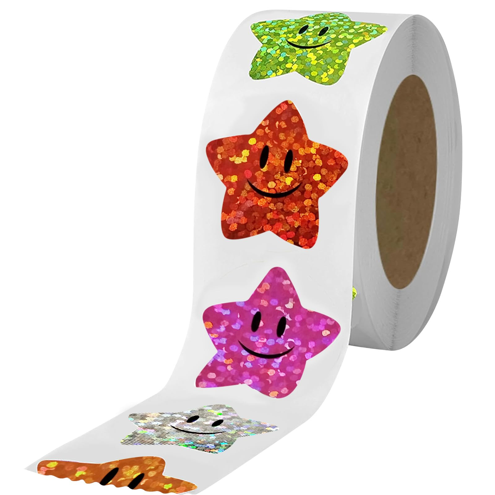 700Pcs Smiley Face Star Stickers for Kids Reward,1inch 8 Colored Sparkly Foil Star Stickers for Student Planner and School Classroom Teacher Supplies 3.15inch in Diameter per roll(8cm) | Amazon (US)