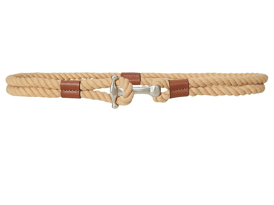 Lauren Ralph Lauren Rope Anchor-Toggle Skinny Belt Women's Belts Natural/Lauren Tan : SM, Leather | Zappos