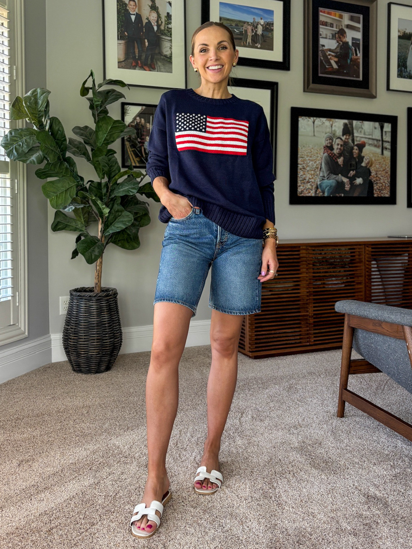 @target shorts and sandals on sale through 5/11. Loving this new sweater for Memorial Day or 4th of July 

#LTKFindsUnder50 #LTKSaleAlert