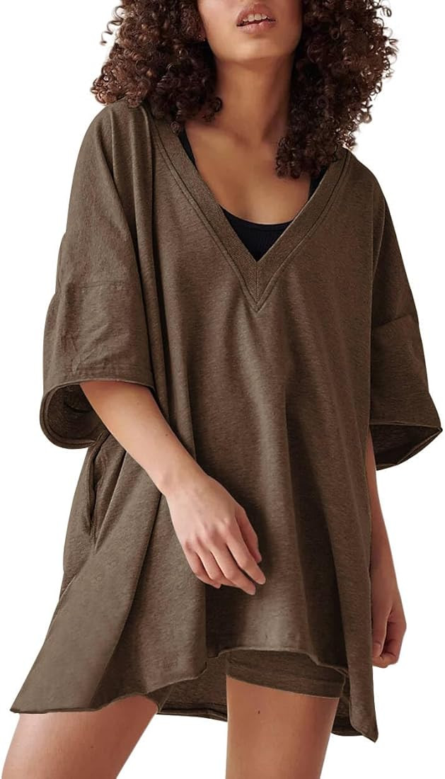 RISTALGIC Women's 2 Piece Outfit Sets Hot Shot Reversible Oversized Shirt Biker Shorts Summer Clo... | Amazon (US)