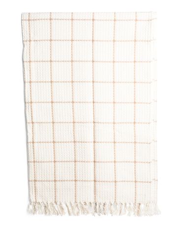 Cotton Windowpane Waffle Weave Throw | TJ Maxx