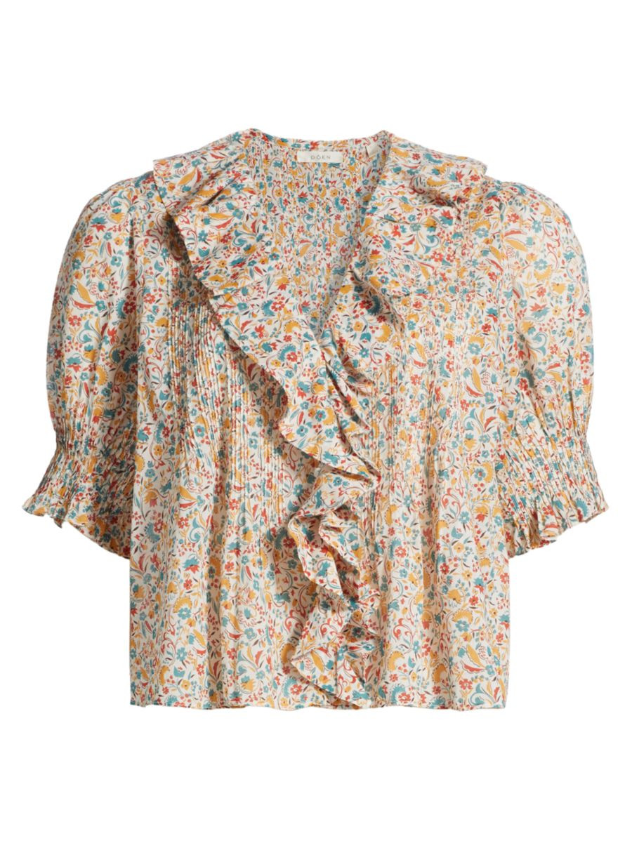 Henri Floral Cotton Ruffled Top | Saks Fifth Avenue