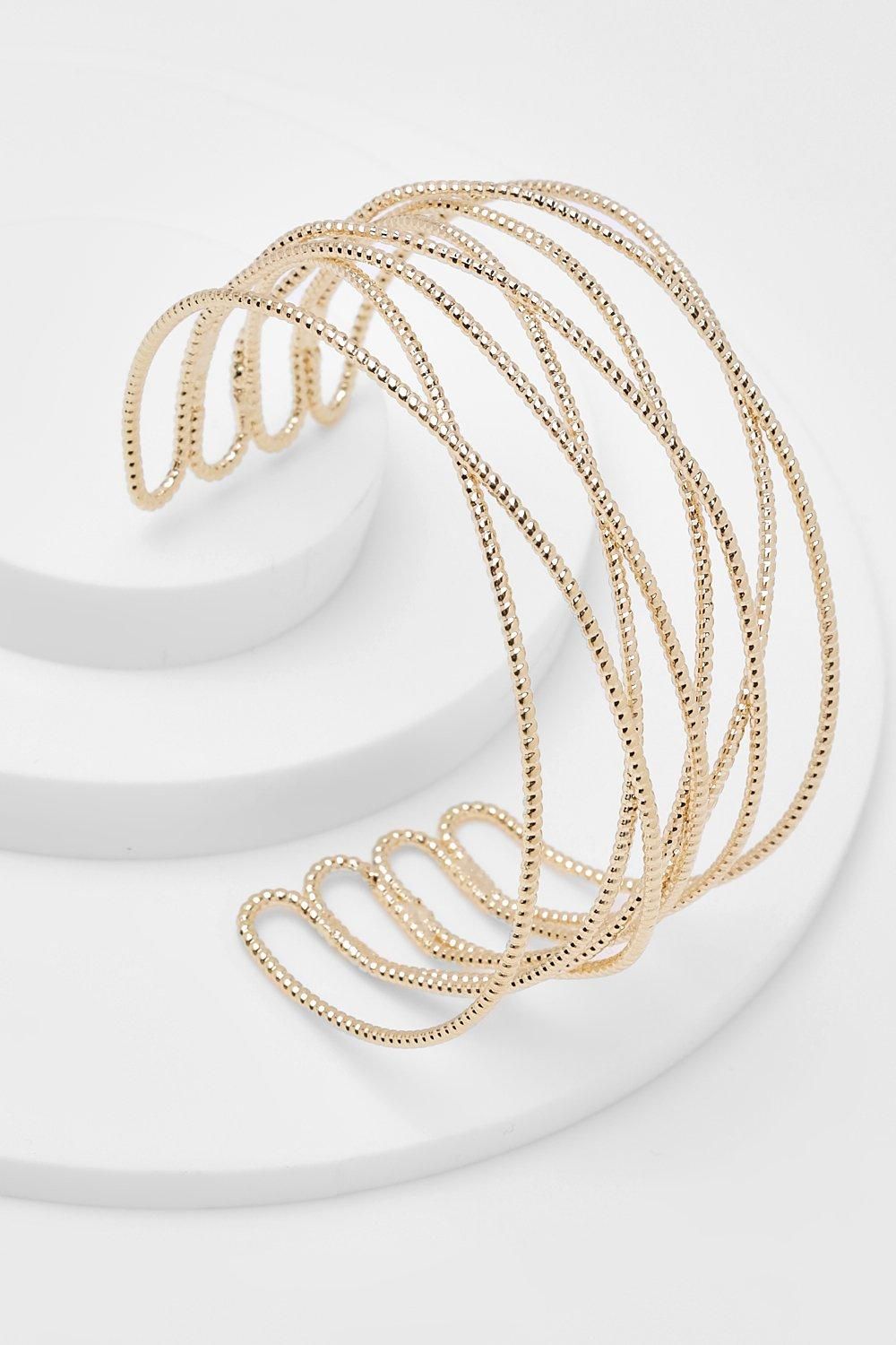 Womens Gold Hollow Bracelet Cuff - One Size | Boohoo.com (US & CA)