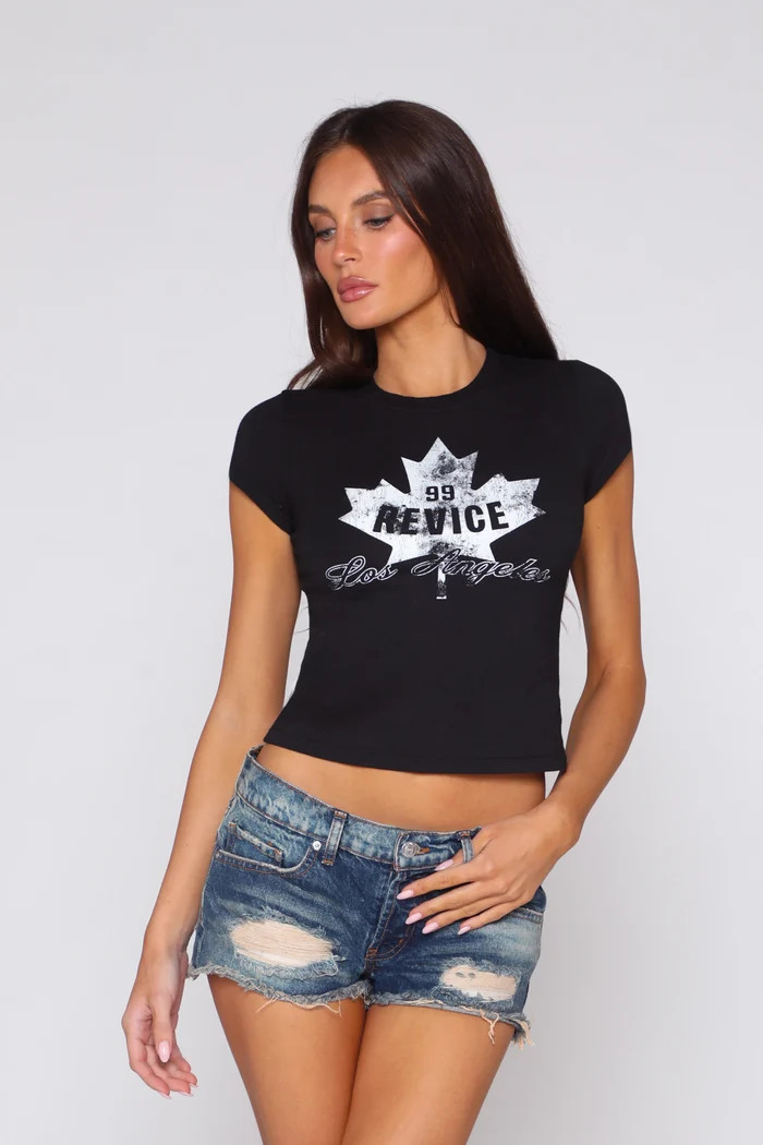 BEVERLY BABY TEE / LEAGUE BLACK | Revice Denim