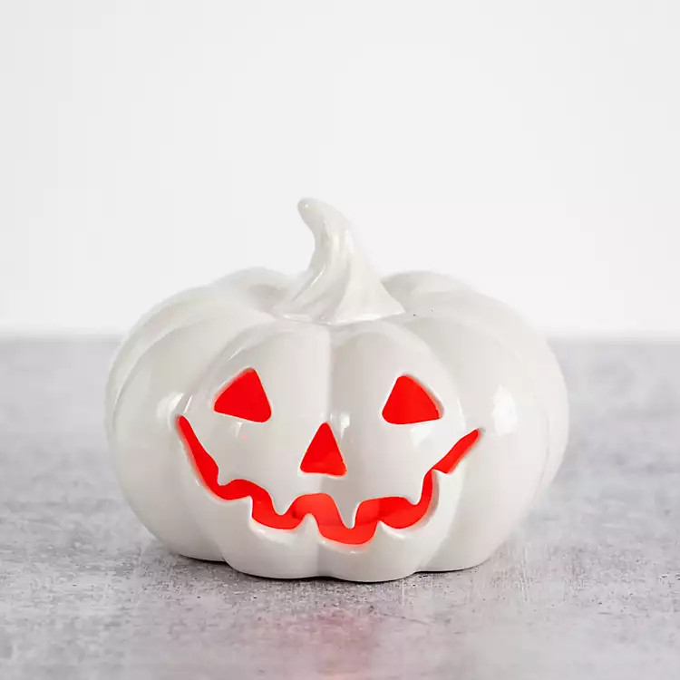 Multicolor LED White Ceramic Jack O Lantern, 6 in. | Kirkland's Home