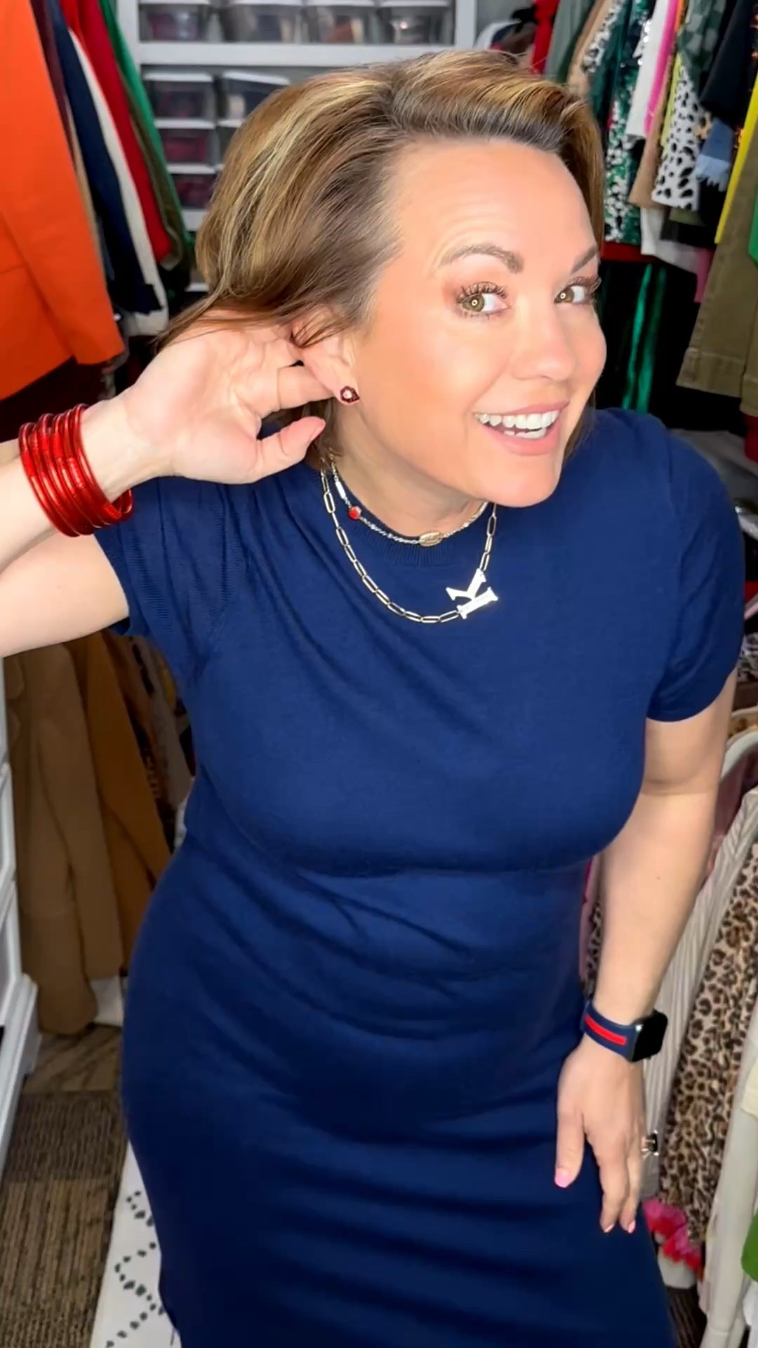 Proof that comfort and color can absolutely live in the same outfit ❤️💙

I’ve been loving elevated sporty looks lately, and this navy dress paired with the red cardigan and matching shoes feels fun, polished, and incredibly wearable. Adding colorful accessories instantly makes simple basics feel styled and intentional.

And honestly… outfits like this just make getting dressed more fun.

Would you wear this color combo?

#LTKootd #LTKgrwm #LTKmorningroutine