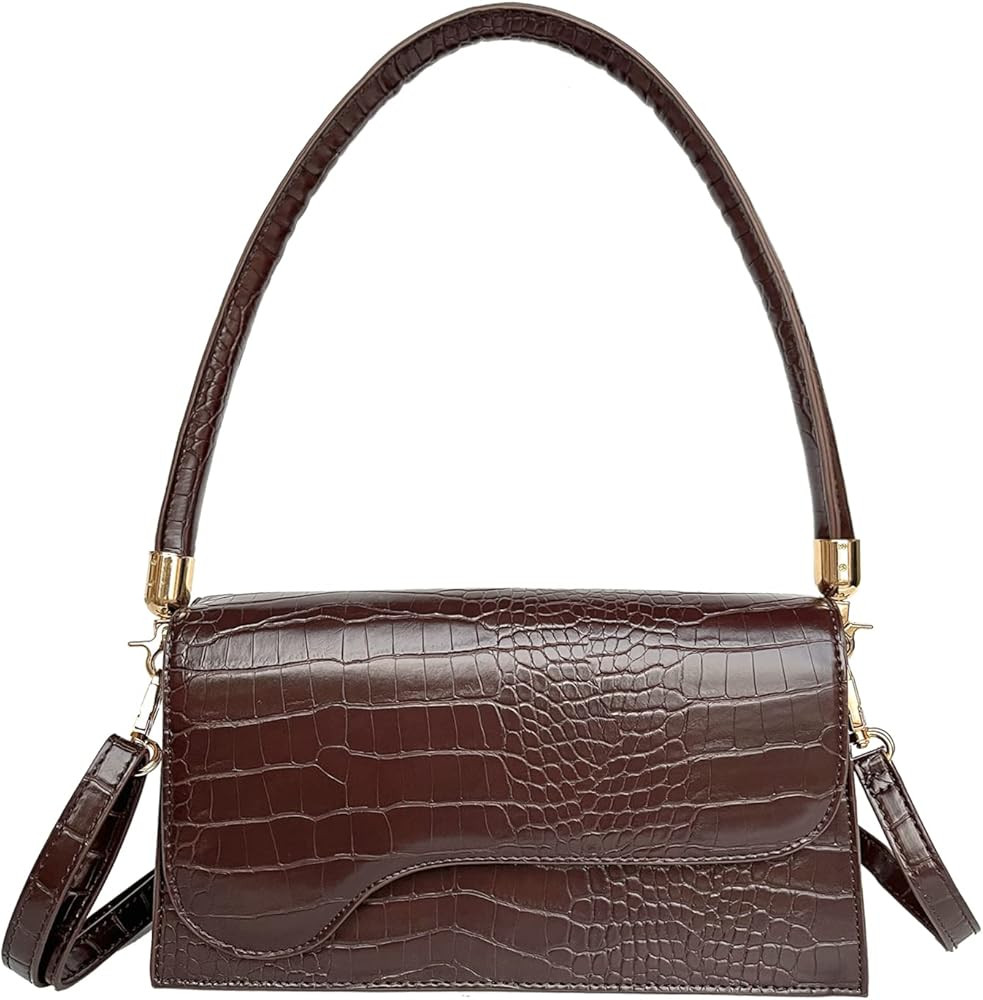 AMHDV Retro Classic Clutch Shoulder Bag Crocodile Pattern Small Crossbody Handbag for Women | Amazon (US)