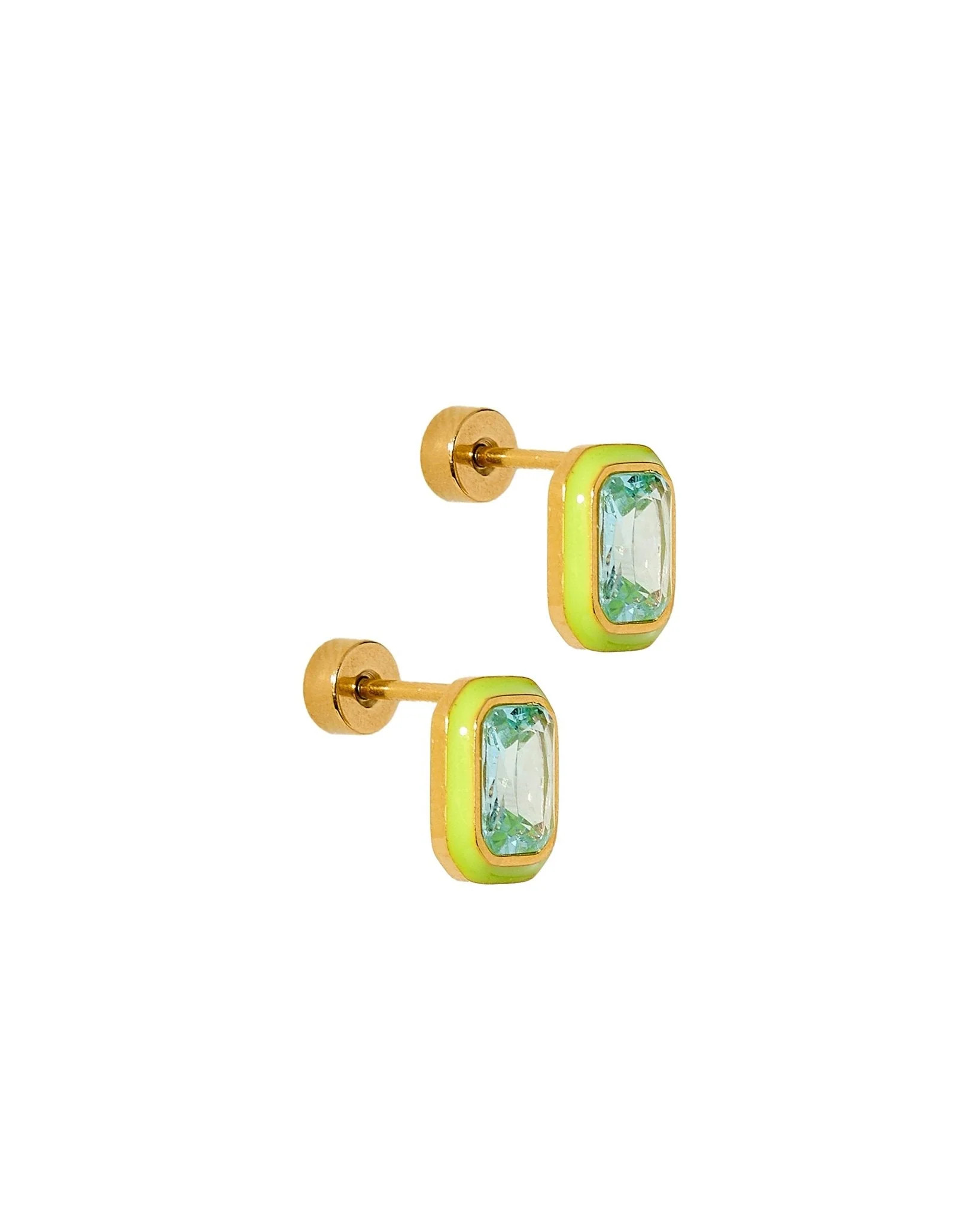 Screwback Stud Earrings - Whitney Lime Zest | LINNY CO LLC