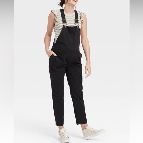 The Nines by HATCH Classic Twill Maternity Overalls Black | Poshmark