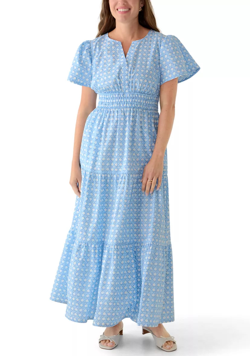 Petite Short Sleeve Waisted Midi Dress | Belk