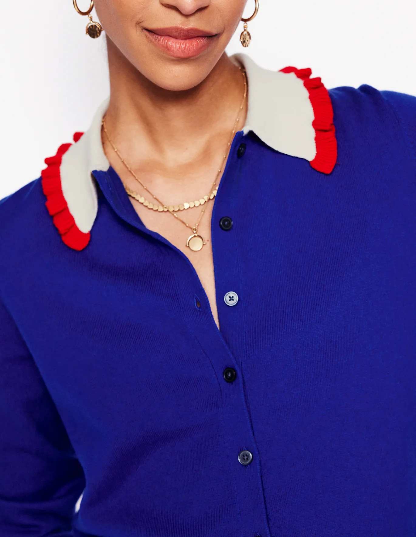 Frilled Cotton Blend Cardigan | Boden (US)