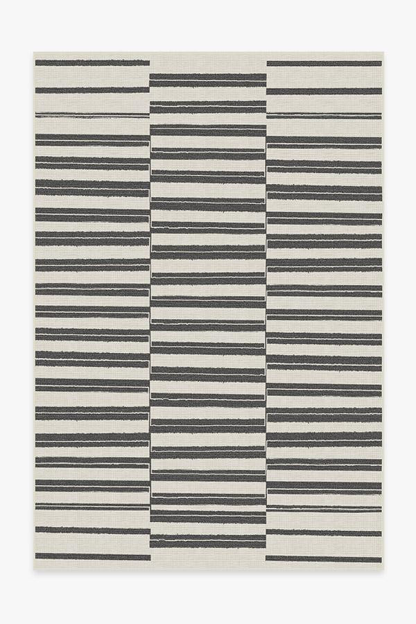 Outdoor Offset Stripe Black Rug | Ruggable | Ruggable