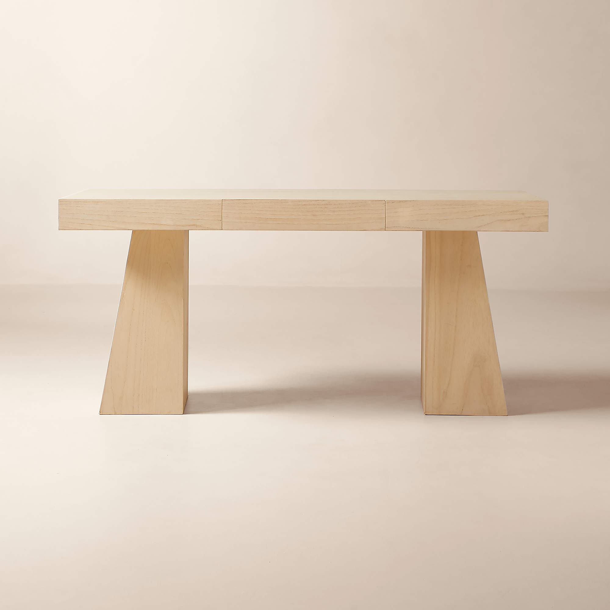 Ridge 66" Bleached Oak Desk with Drawer + Reviews | CB2 | CB2