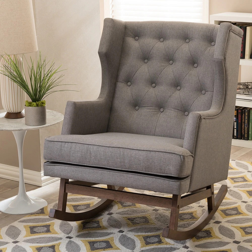 Taylor & Olive Higgins Contemporary Grey Fabric Rocking Chair (Rocking Chair-Grey) | Bed Bath & Beyond