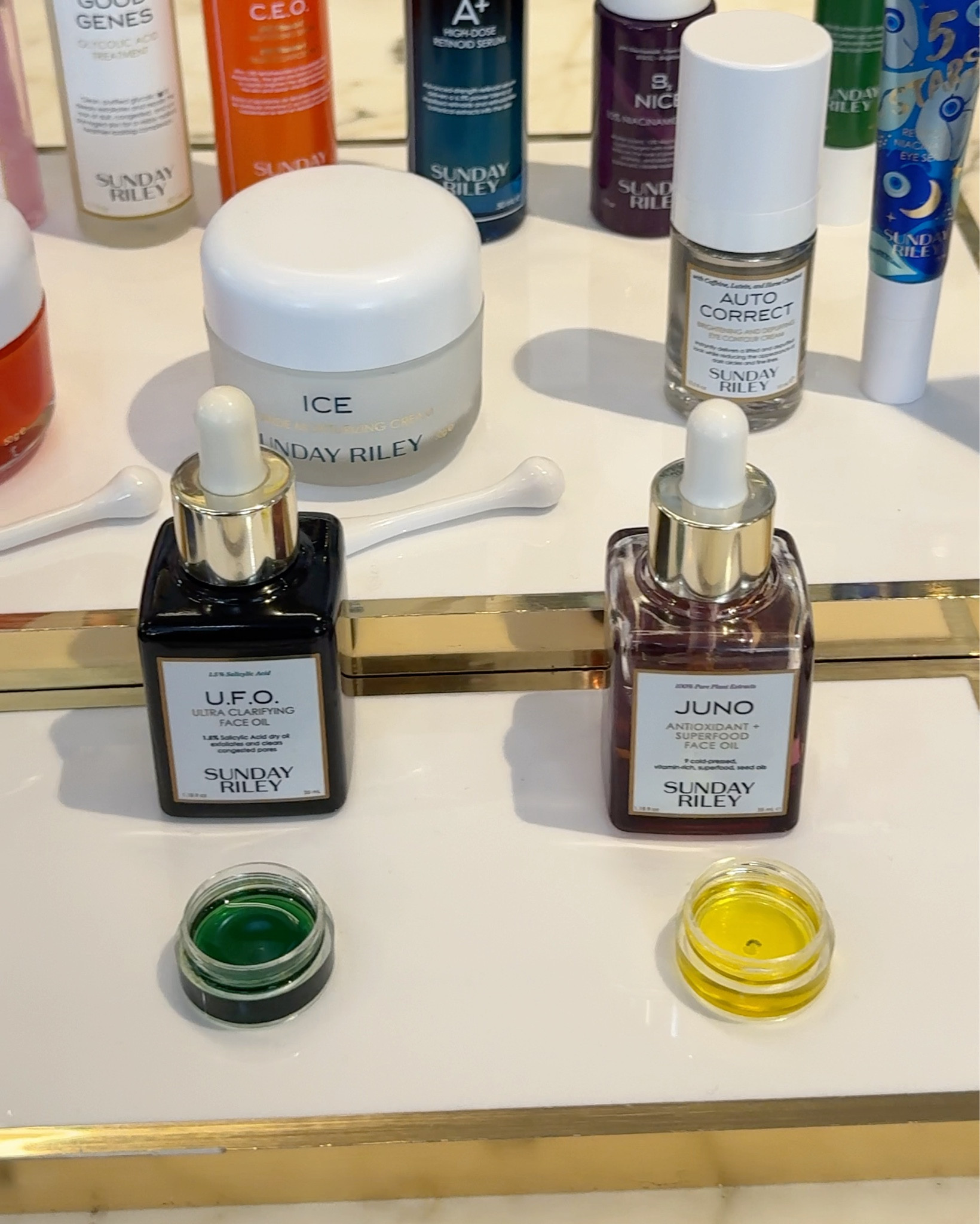 I had a signature Sunday Riley Facial today at Liberty Of London . These are some of my all time favourite products - swipe for how glowy and plump after the facial ! If you had to pick just 3 products go for the CEO Vitamin C Serum , B3 Nice Niacinamide Serum and Luna Sleeping Night Oil for clear , even , bright glowing skin ✨

#LTKuk #LTKluxury #LTKbeauty